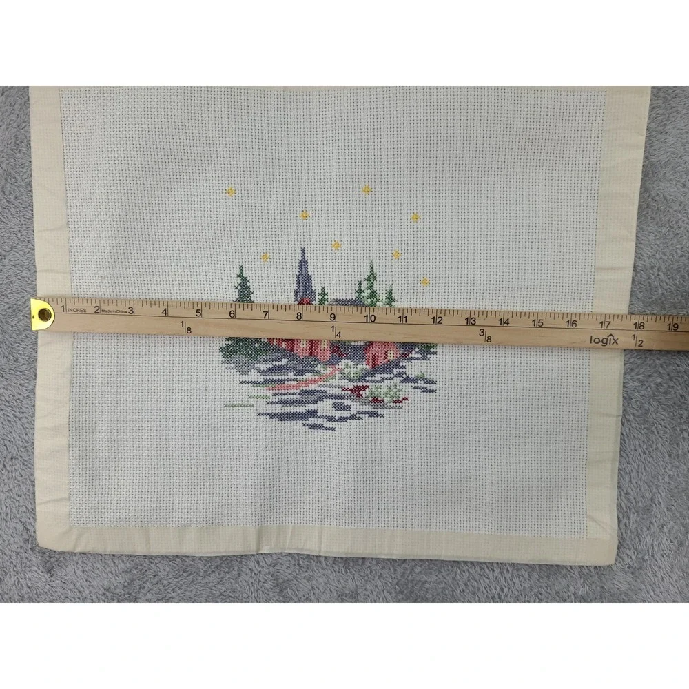 Handmade Needlepoint Christmas Village Scene Wall‎ Art Decor 15